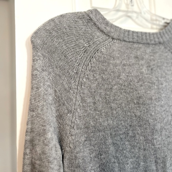 If It Were Me Anthropologie Gray Lace Up Collar Bell Sleeve Long Sweater Medium - Picture 10 of 16